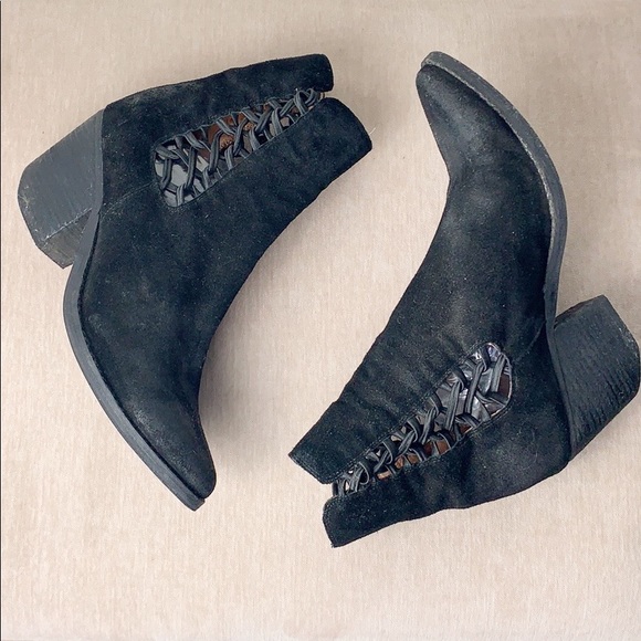 Jeffrey Campbell Suede Leather Criss Cross Black Side Laced Booties - Picture 3 of 11